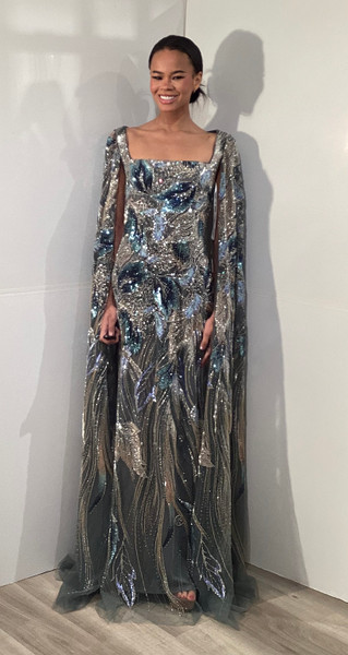 Jovani 45941 Square Neckline Drop Sleeves Evening Gown