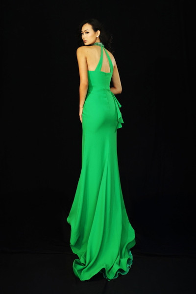 Jovani 48897 Beaded Collar Halter Neck Sleeveless Long Dress