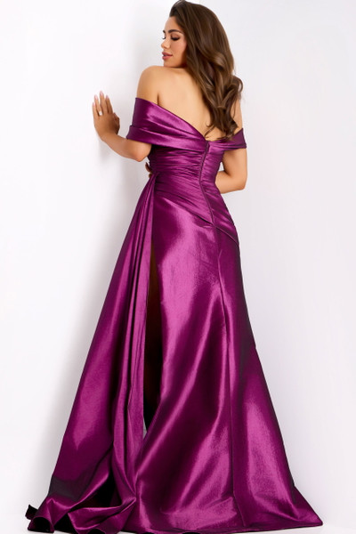 Jovani 44322 Shimmering Satin Off-Shoulder Evening Dress