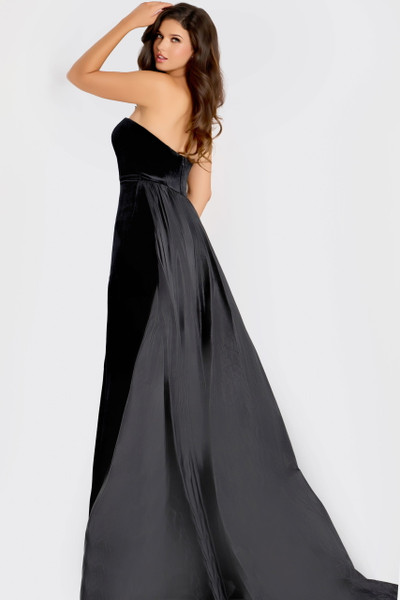 Jovani 48180 Velvet Chiffon Sweetheart Neck Strapless Gown