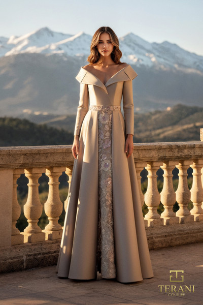 Terani Couture 261M6455 Mikado Off Shoulder Neckline Gown