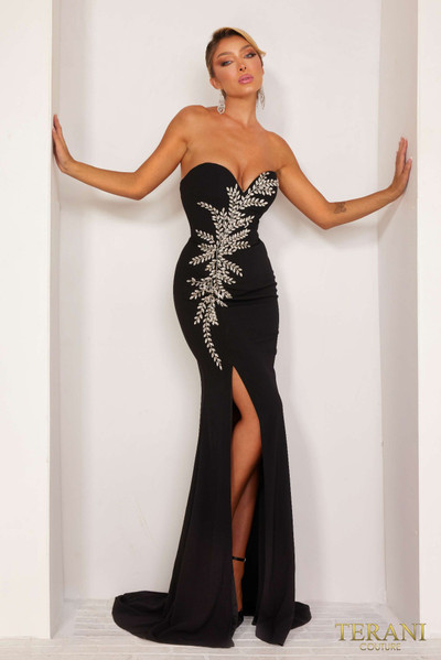 Terani Couture 232E1232 Stretch Crepe Sweetheart Neck Dress