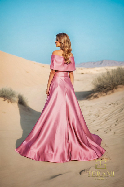 Terani Couture 251M4441 Matte Satin One Shoulder Long Dress