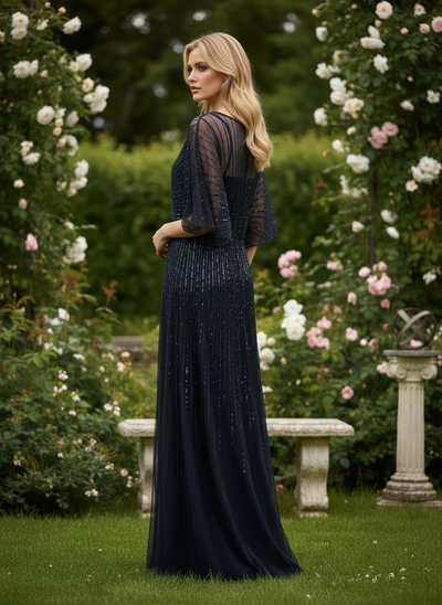 Terani Couture 251M4613 Sequin V-neck Raglan Sleeves Dress