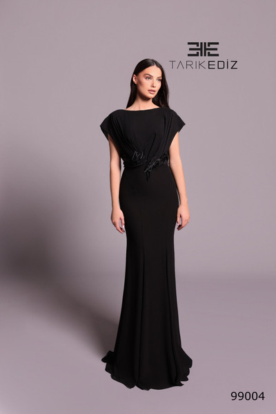 Tarik Ediz 99004 Crepe Bateau Neck Cap Sleeve Fitted Dress