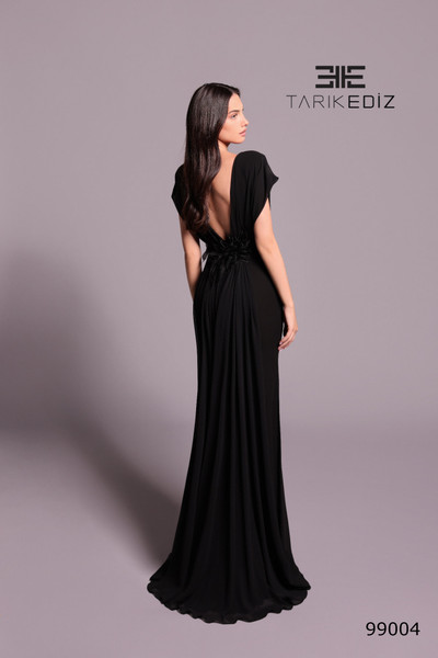 Tarik Ediz 99004 Crepe Bateau Neck Cap Sleeve Fitted Dress