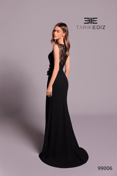 Tarik Ediz 99006 Crepe Bateau Neck Sleeveless Sheath Dress