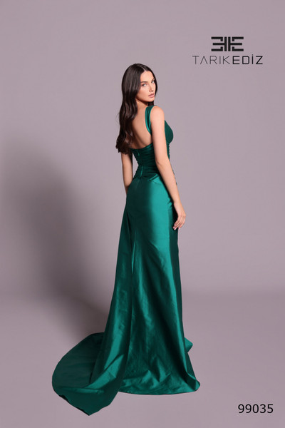 Tarik Ediz 99035 Taffeta Sweetheart Neck Ruched Long Dress