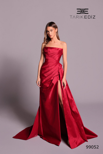 Tarik Ediz 99052 Taffeta Straight Neckline Strapless Dress