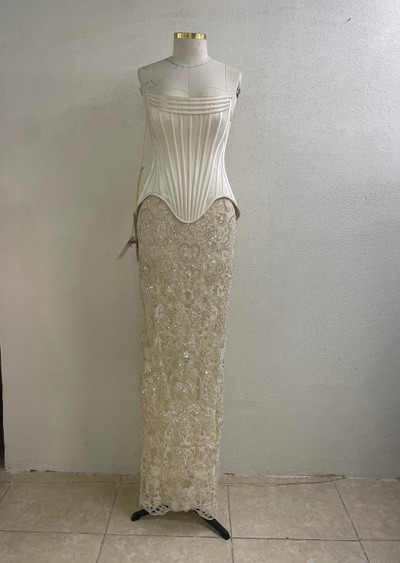 Tarik Ediz 99053 Embroidery Beaded Scoop Neck Strapless Gown