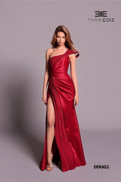 Tarik Ediz 99065 Taffeta Asymmetric Neck One Shoulder Dress