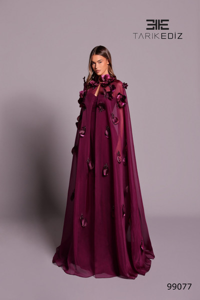 Tarik Ediz 99077 Crepe Organza Sweetheart Strapless Dress