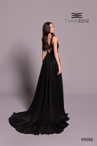 Tarik Ediz 99086 Chiffon Scoop Neckline Sleeveless Dress