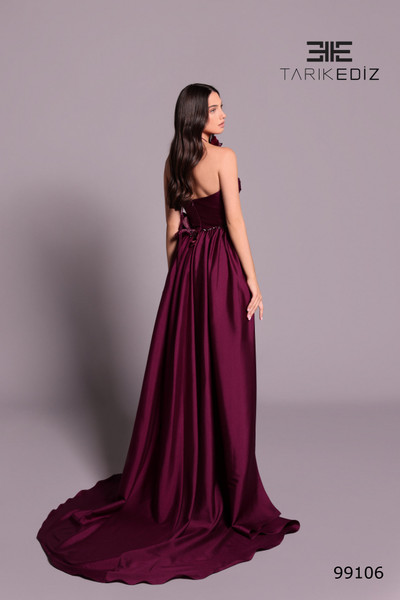 Tarik Ediz 99106 Taffeta 3D Floral Strapless Ruched Dress