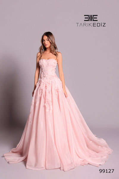 Tarik Ediz 99127 Floral Lace Semi-Sweetheart Neck Ball Gown