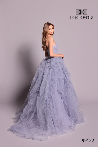 Tarik Ediz 99132 Crushed Tulle Layered Ruffle Long Ball Gown