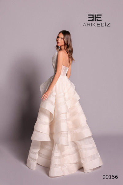 Tarik Ediz 99156 Organza Tiered Strapless Corset Dress