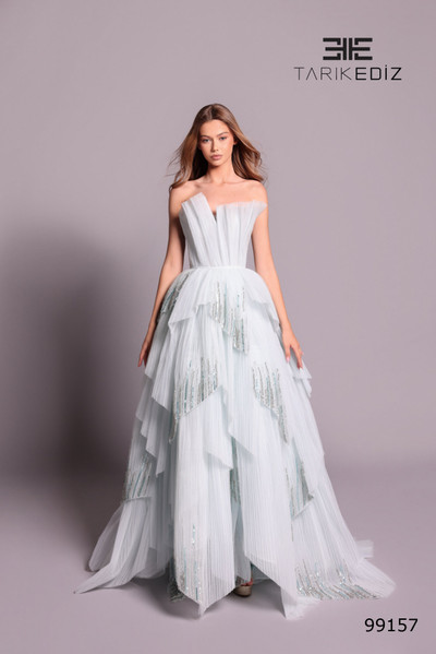 Tarik Ediz 99157 Straight-Across Neck Strapless Long Dress