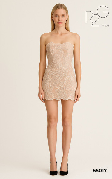 RG2 by Tarik Ediz 55017 Lace Strapless Corset Short Dress