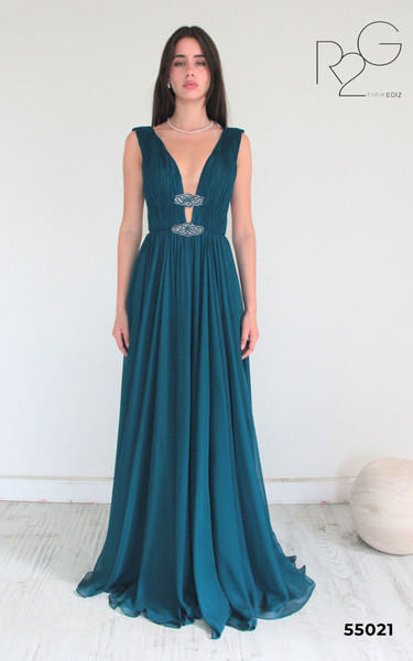 RG2 by Tarik Ediz 55021 Chiffon V-Neck Sleeveless Dress