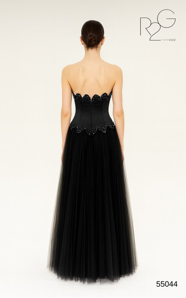 RG2 by Tarik Ediz 55044 Tulle Strapless Pleating Long Dress
