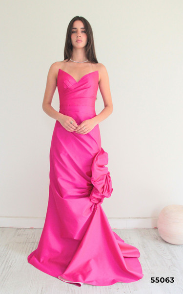 RG2 by Tarik Ediz 55063 Taffeta V-Neck Strapless Long Dress