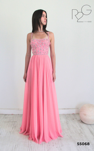 RG2 by Tarik Ediz 55068 Chiffon Square Neck Sleeveless Dress