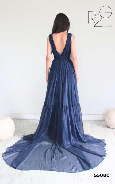 RG2 by Tarik Ediz 55080 Chiffon V-Neck Sleeveless Dress