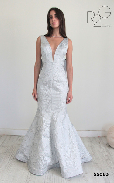 RG2 by Tarik Ediz 55083 Jacquard V-Neck Sleeveless Dress