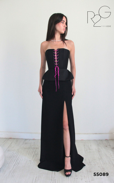 RG2 by Tarik Ediz 55089 Crepe Straight Neck Strapless Dress