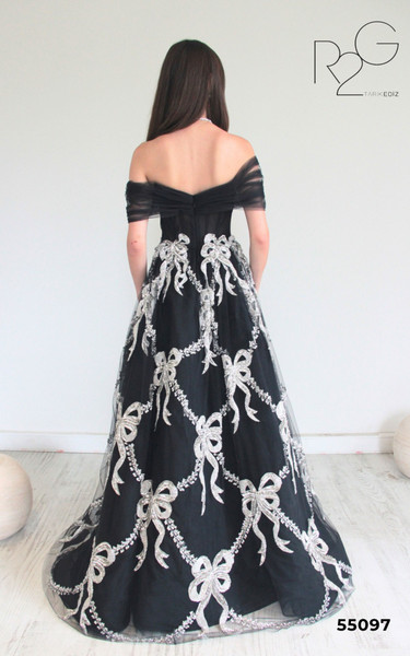 RG2 by Tarik Ediz 55097 Tulle Embroidery Off Shoulder Dress