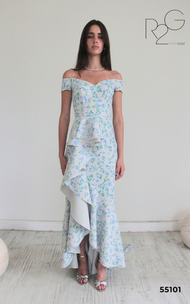 RG2 by Tarik Ediz 55101 Polyester Ruffles Off Shoulder Dress