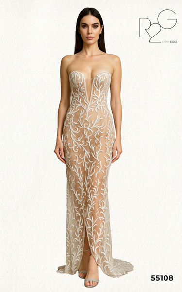 RG2 by Tarik Ediz 55108 Tulle Embroidery Strapless Dress