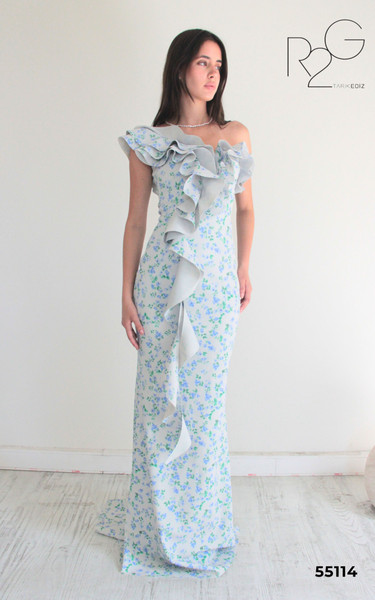 RG2 by Tarik Ediz 55114 Polyester Ruffle One Shoulder Dress