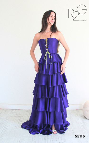 RG2 by Tarik Ediz 55116 Satin Tiered Ruffle Strapless Dress