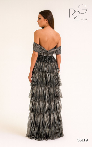 RG2 by Tarik Ediz 55119 Tulle Ruffles Off Shoulder Dress