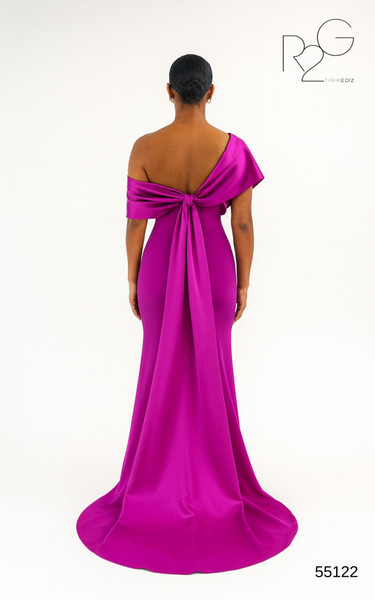 RG2 by Tarik Ediz 55122 Satin Crepe Off Shoulder Plain Dress