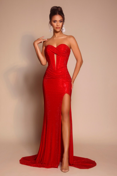 Portia and Scarlett PS26026 Mesh Sweetheart Strapless Dress