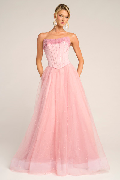 Portia and Scarlett PS26034 Tulle Strapless Corset Dress