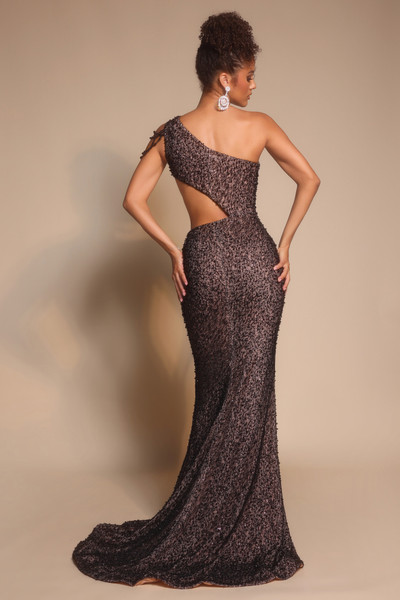 Portia and Scarlett PS26115 Beaded One Shoulder Train Dress