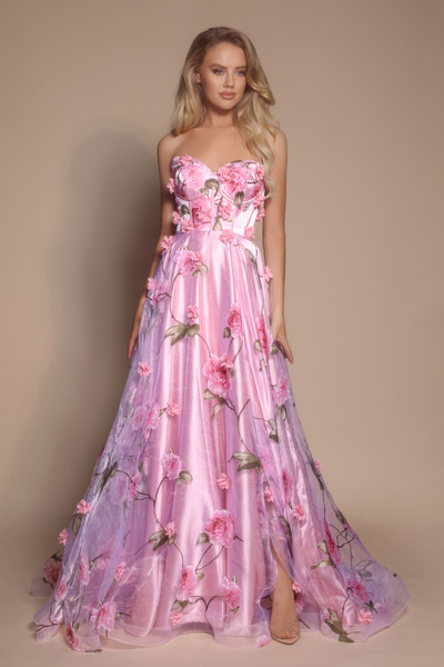 Portia and Scarlett PS26180 Tulle Embroidery Strapless Dress