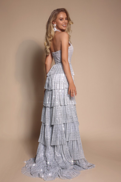 Portia and Scarlett PS26198 Jersey Beaded Halter Neck Dress