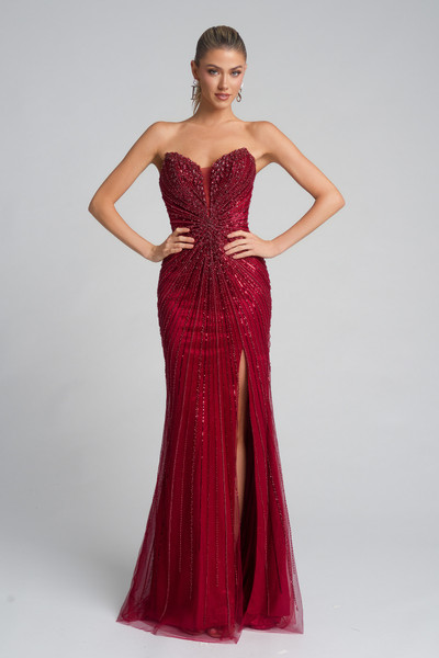 Portia and Scarlett PS26237 Beaded Strapless Corset Dress
