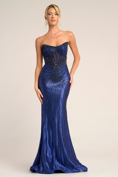 Portia and Scarlett PS26250 Satin Beaded Strapless Dress