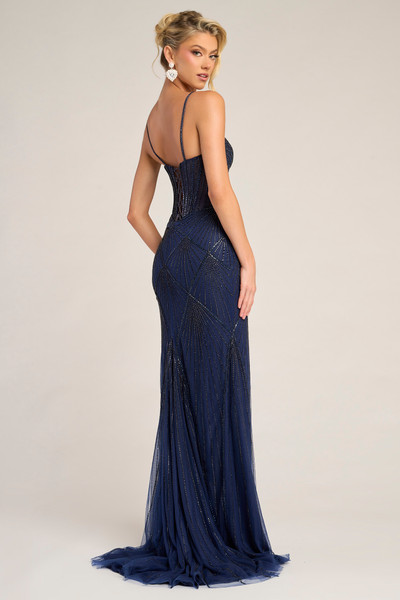 Portia and Scarlett PS26263 Beaded Straps Sleeve Long Dress