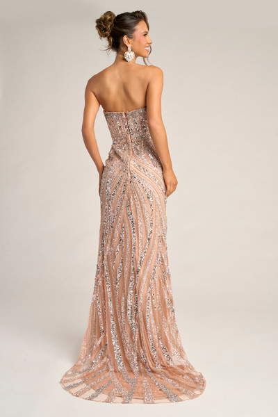 Portia and Scarlett PS26418C Beaded V-Neck Strapless Dress