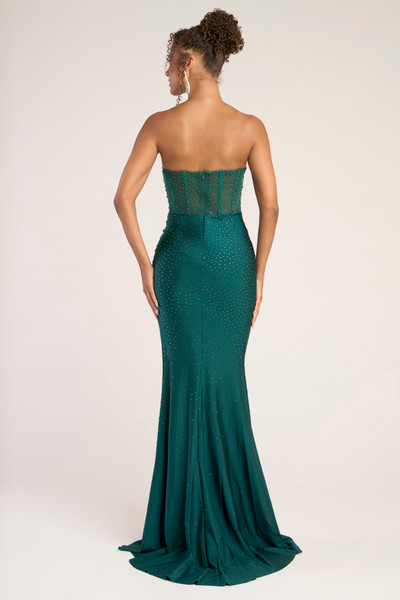 Portia and Scarlett XO012 Lycra Beaded Strapless Long Dress