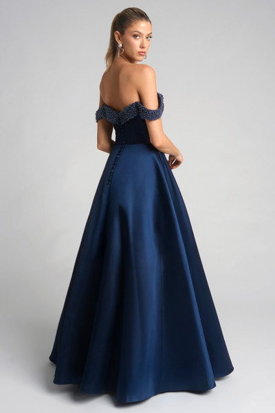 Portia and Scarlett XO117 Satin Off Shoulder Long Ball Gown