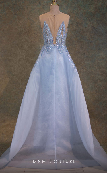 MNM Couture V6466 Sequins Illusion Neck Sleeveless Gown