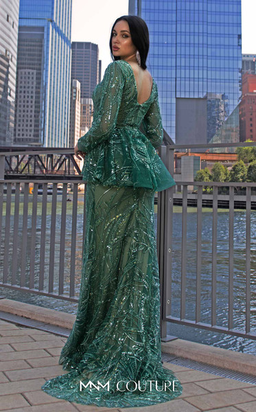 MNM Couture M1140 Sequin Embroidered Mesh Long Sleeve Gown